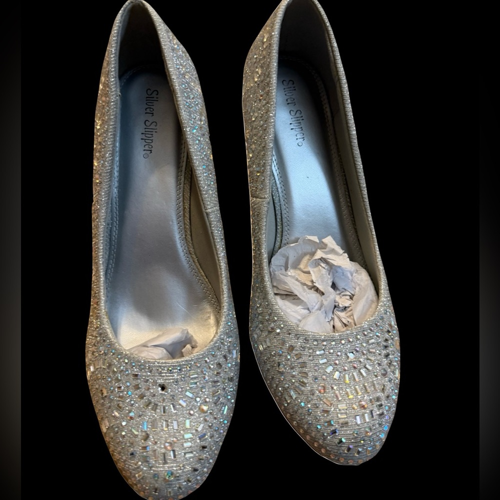 Women's Silver Glitter Heels